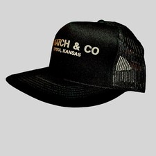 M Katch Hat Cap  CO Topeka KS Mesh Back Black White Farm Foam Snapback Vintage