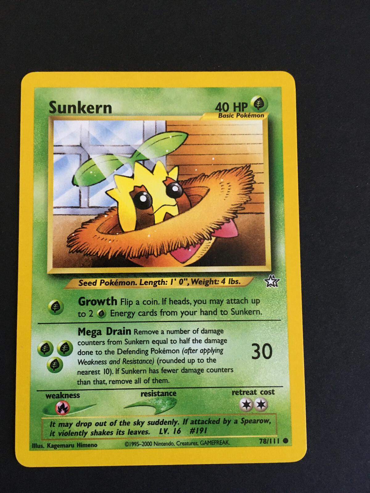Pokemon Sunkern 78/111 - Neo Genesis Set - Excellent Condition - Actual Card