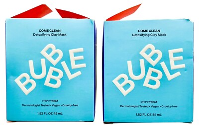 2X Bubble Skincare Come Clean Detoxifying Clay Mask w/Brush ***Damaged Boxes