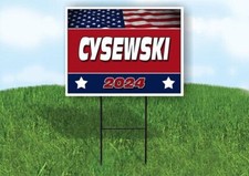 CYSEWSKI FLAG RED 2024 18inx24in Yard Road Sign w/ Stand
