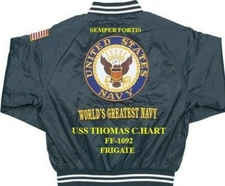 USS THOMAS C.HART  FF-1092 FRIGATE EMBROIDERED SATIN JACKET(BACK ONLY)