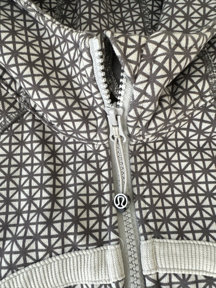 Lululemon Scuba Hoodie Full Zip Gray White Geometric Pattern