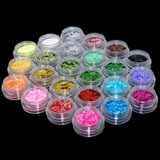 24 Color Sparkling Glitter Dust Powder Hexagon Nail Face Body Art Decoration 1mm