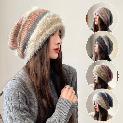 Knit Beanie Hat - Slouchy Cuffed Winter Hat for Men Women LumiSyne Knitted Beanie Hat for Men Women Unisex Plain  main image 4