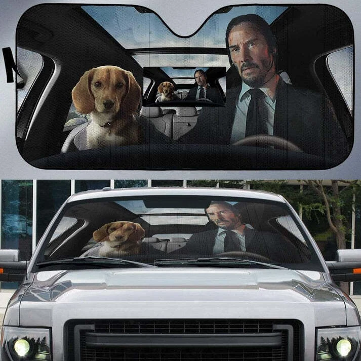 Custom Car Auto Sunshade John Wick With Dog