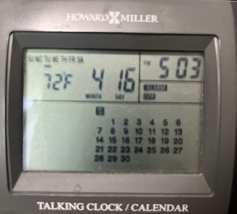 Howard Miller Talking Clock Calendar Alarm Clock Model645297 eBay