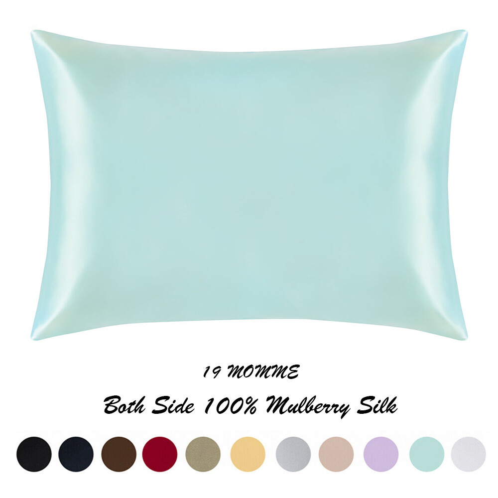 100% Pure Mulberry Silk Pillowcase 19 Momme 11 Colors Queen King Size Luxury-image