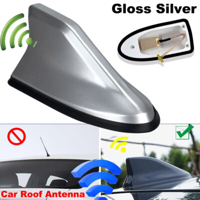 Universal Silber Auto Shark Fin AM/FM Radio Car Dachantenne Dach Ersatz Zubehör