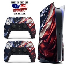 PS5 Disc Version Console  Controller Vinyl Skin Decal Wrap - USA Flag