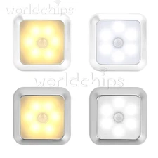 6 LED Motion Sensor Lights PIR Wireless Night Light Battery Cabinet Stair Lamp
