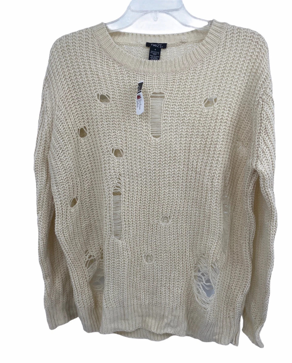 Womens top distressed sweater