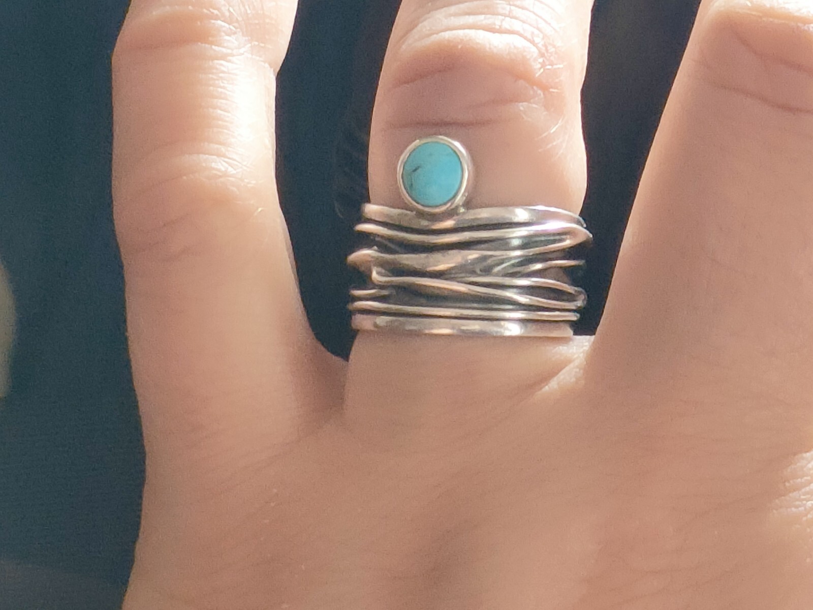 Natural Torquoise Solid Sterling Silver Ring, Mex… - image 13