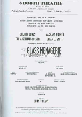 Playbill + The Glass Menagerie + Zachary Quinto, Celia Keenan-Bolger, Cherry Jon - Picture 2 of 5