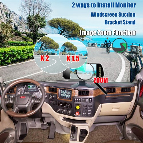 Digital Wireless 7" Mirror Quad DVR Monitor Backup Camera 2x Zoom 1080P Caravan - Picture 9 of 12
