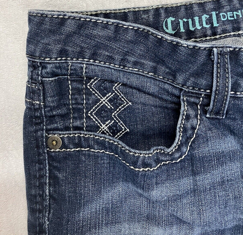 Cruel Jeans Size 29/7L Womens Abby Straight Low Rise Dark Wash Blue Denim - Picture 3 of 14