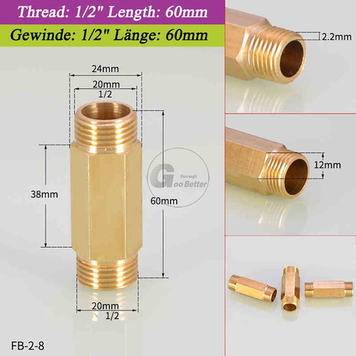 Adaptadores de extensión BSPT 1/8" 1/4" 3/8" 1/2" latón macho a macho accesorios de pezón - Imagen 16 de 20