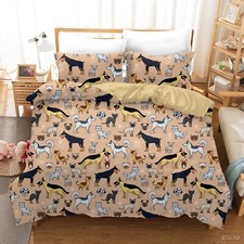 3D Dogs Cats Head Pattern Brown Quilt Cover Set Duvet Cover Bedding Pillowcases