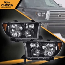 Fit For 07-13 Toyota Tundra 08-17 Sequoia Black Housing Headlights Left & Right