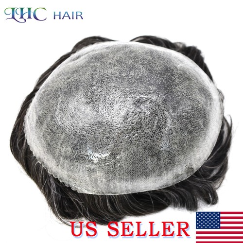 Parrucca PU da uomo Toupee tutto poliumano sistema di sostituzione capelli pelle poliuretano per uomo - Foto 6 di 83