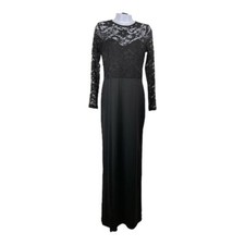 Vintage Unbranded Womens Black Lace Maxi Dress Size M Sheer Whimsigoth Gown