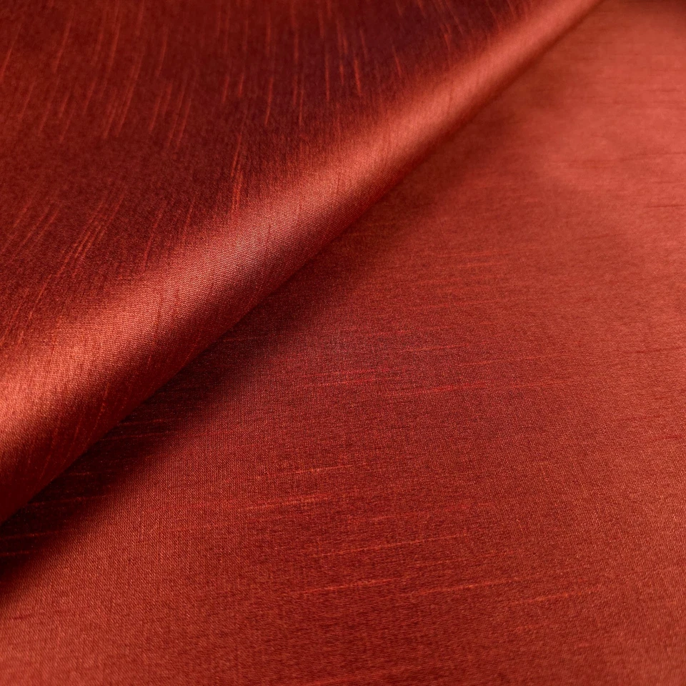 CINNAMON BARK FAUX SILK POLY DUPIONI FABRIC 58" BY THE YARD RED BROWN BLACK - Image 4 of 4
