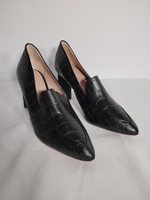 AD & Daughter Esmea Heels Pumps Shoes Women?s Sz 9.5 Black Leather Croc Embossed