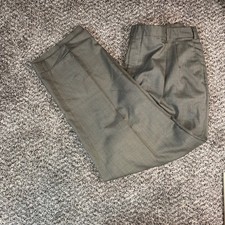 Vintage 36x30 Wool Double Pleated Trousers Grey Micro Check Straight Leg