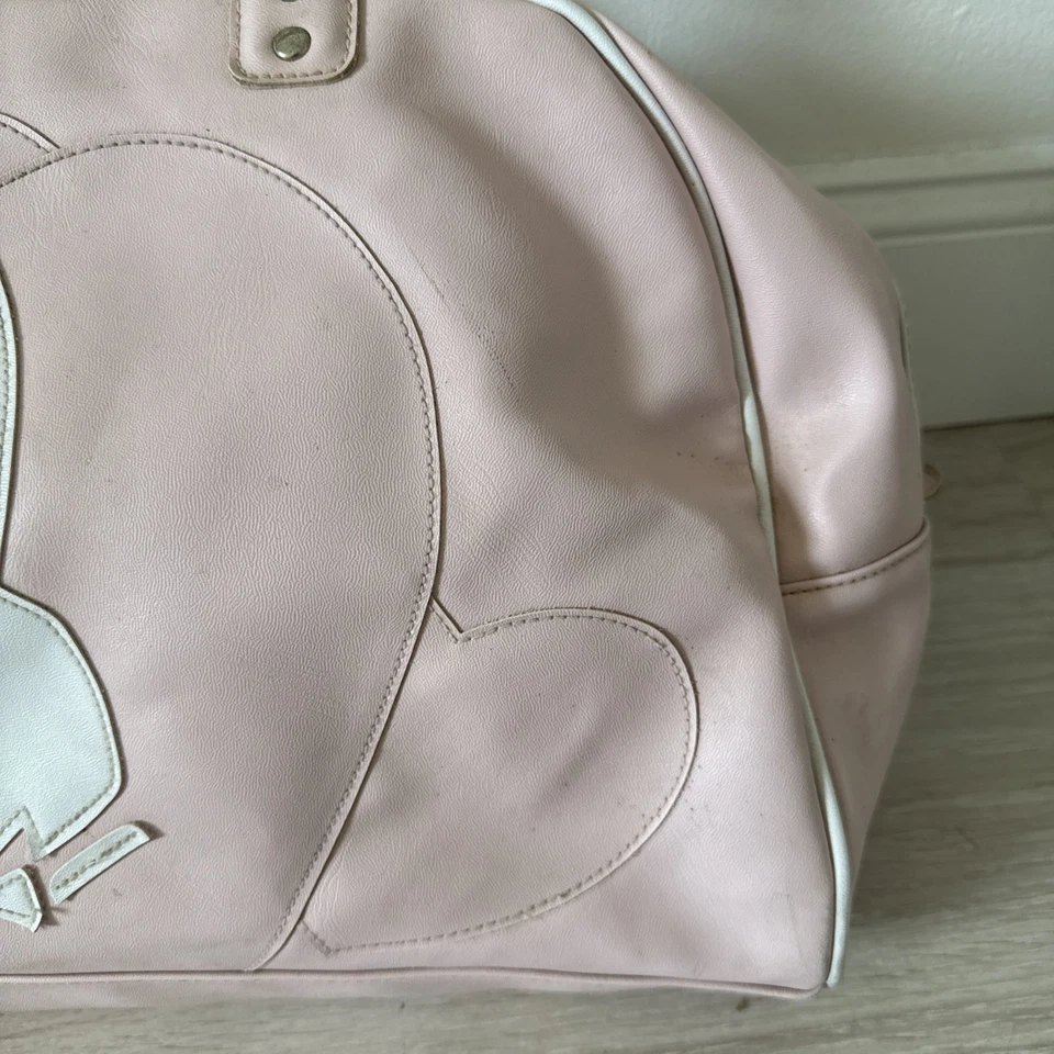 Playboy Pink White Duffel Overnight Travel Bag 2 Handles - Image 4 of 4