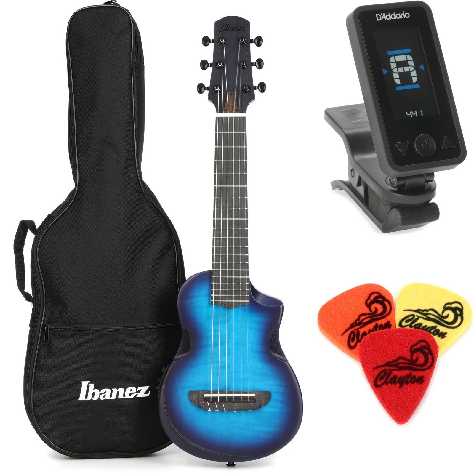 Комплект Ibanez AU Tenor Acoustic-electric Ukulele Essentials Bundle - Прозрачный синий 55890₽