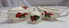 Vintage Santa Anita Ware Flowers Of Hawaii Salt Shaker Sugar Bowl Creamer Boat