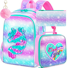 Kids Backpack for Girls,Unicorn Mermaid Prechool Elementary Kindergarten School