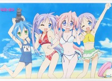 Lucky Star B2 Wall Tapestry 4 girls in swimsuits anime summer decor