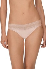Natori Bliss Perfection Lace-Waist Thong Underwear Cameo Rose NWT Size OS
