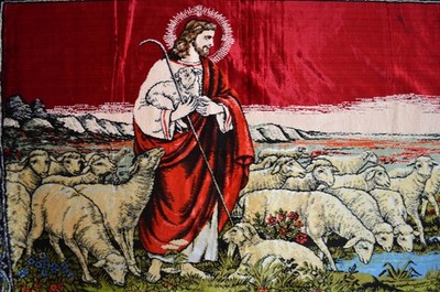 Jesus Christ ″The Lord Is My Shepherd″ Wall Rug Religious Tapestry