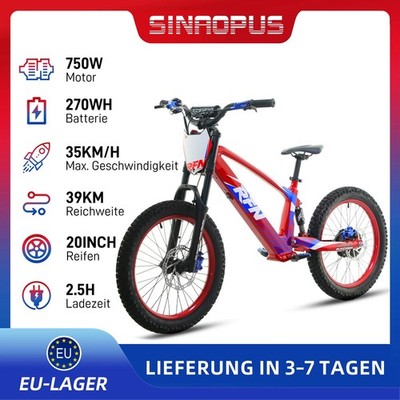 Rfn 20 Zoll Elektro Kindermotorrad 750W 270Wh E-Motorrad 35km/h Hydraulikbremsen