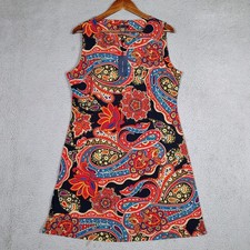 Tommy Hilfiger Shift Dress Women's 14 Multicolor Paisley Stretch Sleeveless NWT