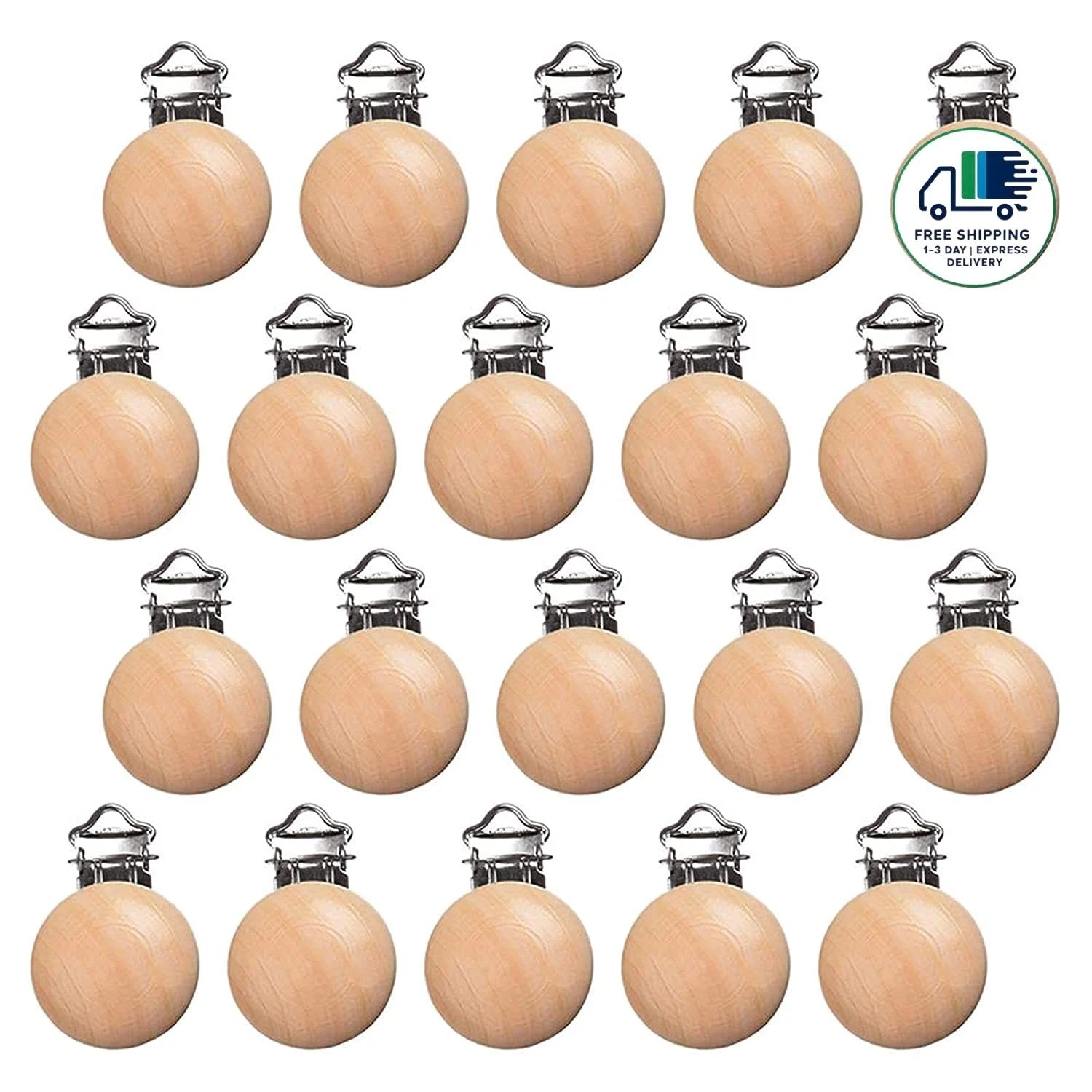 30 pinzas de madera redondas para chupete, ideales para hacer accesorios de