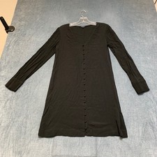 Madewell Shift Dress Womens Small Black Long Sleeve Casual V Neck Button Front