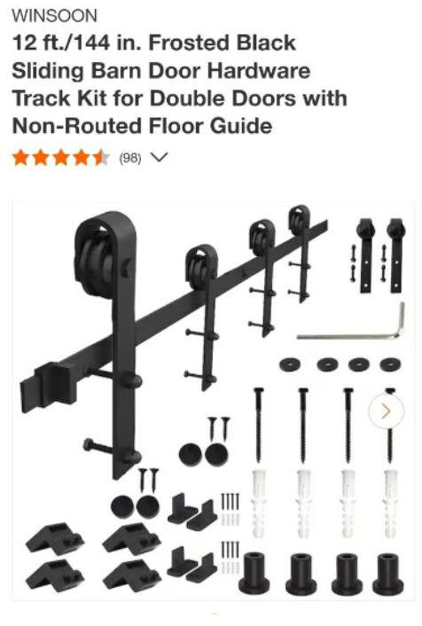 WINSOON 12 ft./144 in. Frosted Black Sliding Barn Door Hardware Track Kit