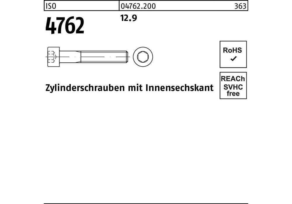 Цилиндершраубе Рейхера ISO 4762 м.Внутренний диаметр, М 5 x 10 12,9
