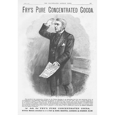 FRY'S COCOA Viscount Goschen Motiv viktorianische Werbung 1889