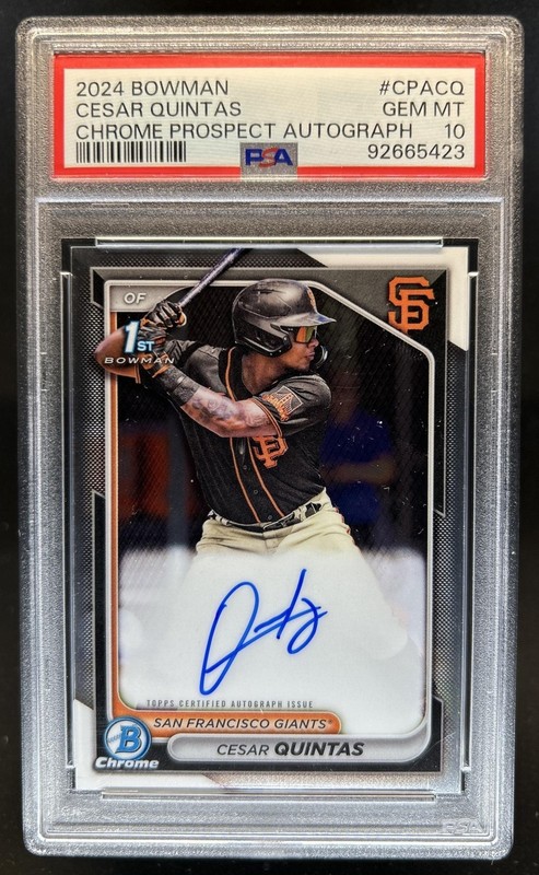 2024 Bowman Cesar Quintas Chrome Auto 1st Prospect #CPA-CQ Giants PSA 10