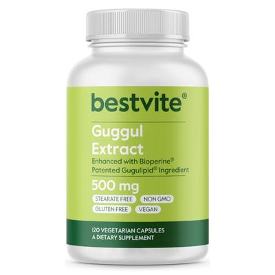 BESTVITE Guggul Extract 500mg (120 Vegetarian Capsules) - Backed by Clinical and