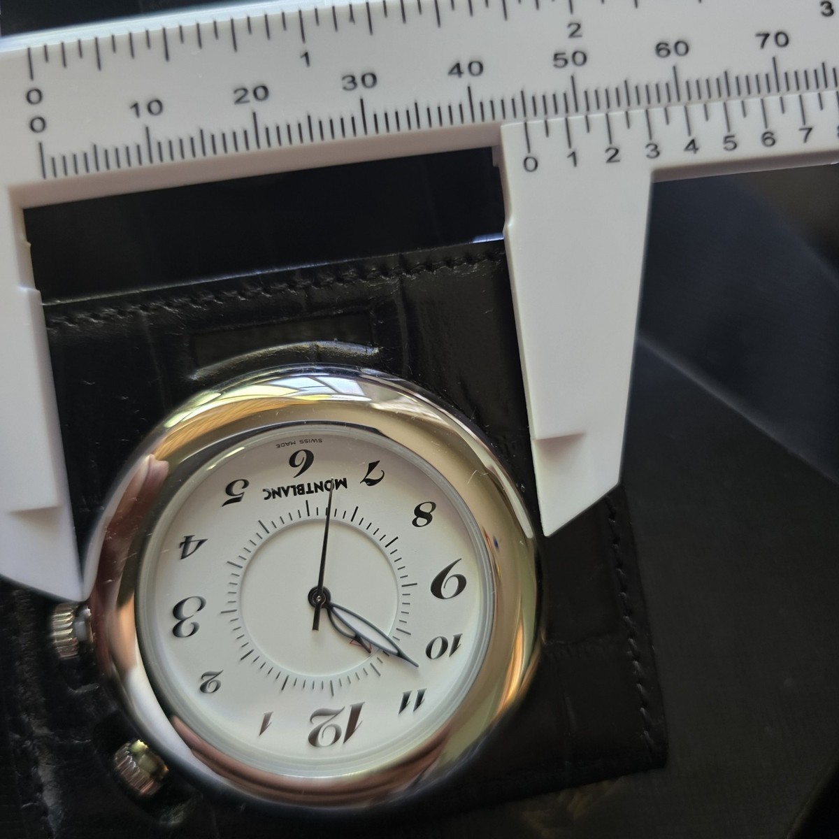 Montblanc Travel Alarm,Office Clock 7056 w Black Leather case/Box