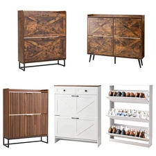 VEVOR Shoe Cabinet with 2/3/4 Flip Drawers Farmhouse Shoes Storage Cabinet