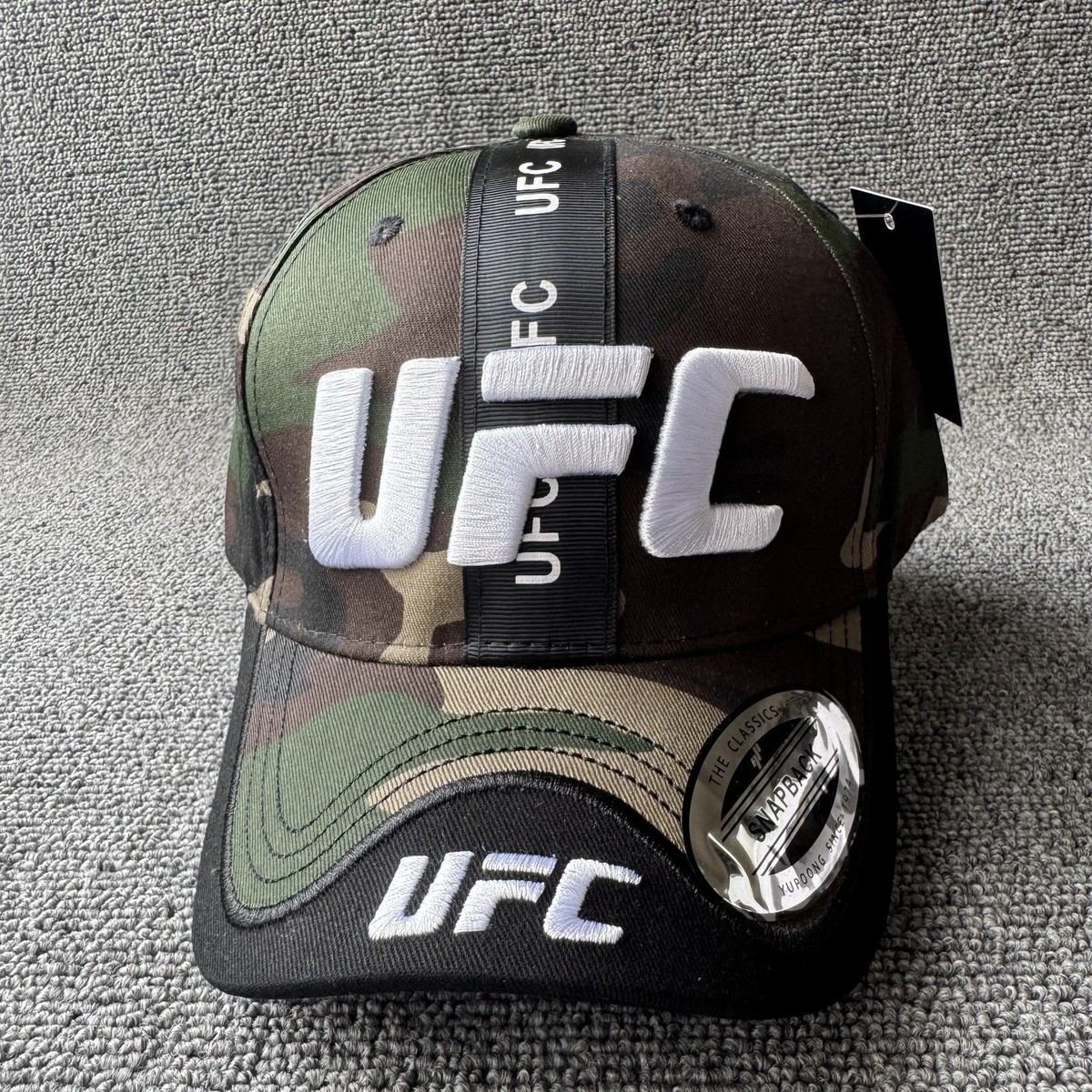 UFC Camo Baseball Cap White Embroidered Logo Strapback