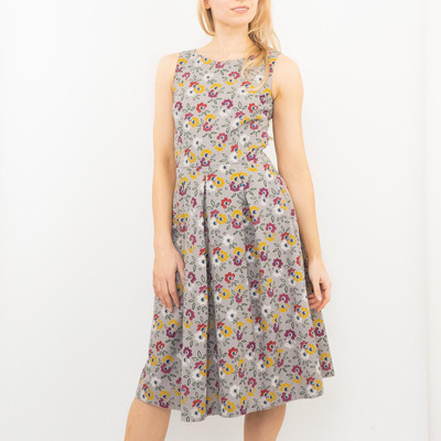 Seasalt Womens Dress Merthen Floral Grey Yellow Occasion Wedding Size 10 8