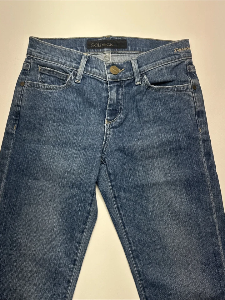 Pantalones de mezclilla para mujer Goldsign talla 24x34 corte bota Passion hechos en EE. UU. Foto 2 de 4