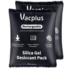 VACPLUS 2-Pack 400g Reusable Silica Gel Desiccant Packs w/ Indicator Beads