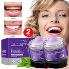 2X Purple Restoration Mineral Tooth Powder for Teeth Whitening Gum Strengthening